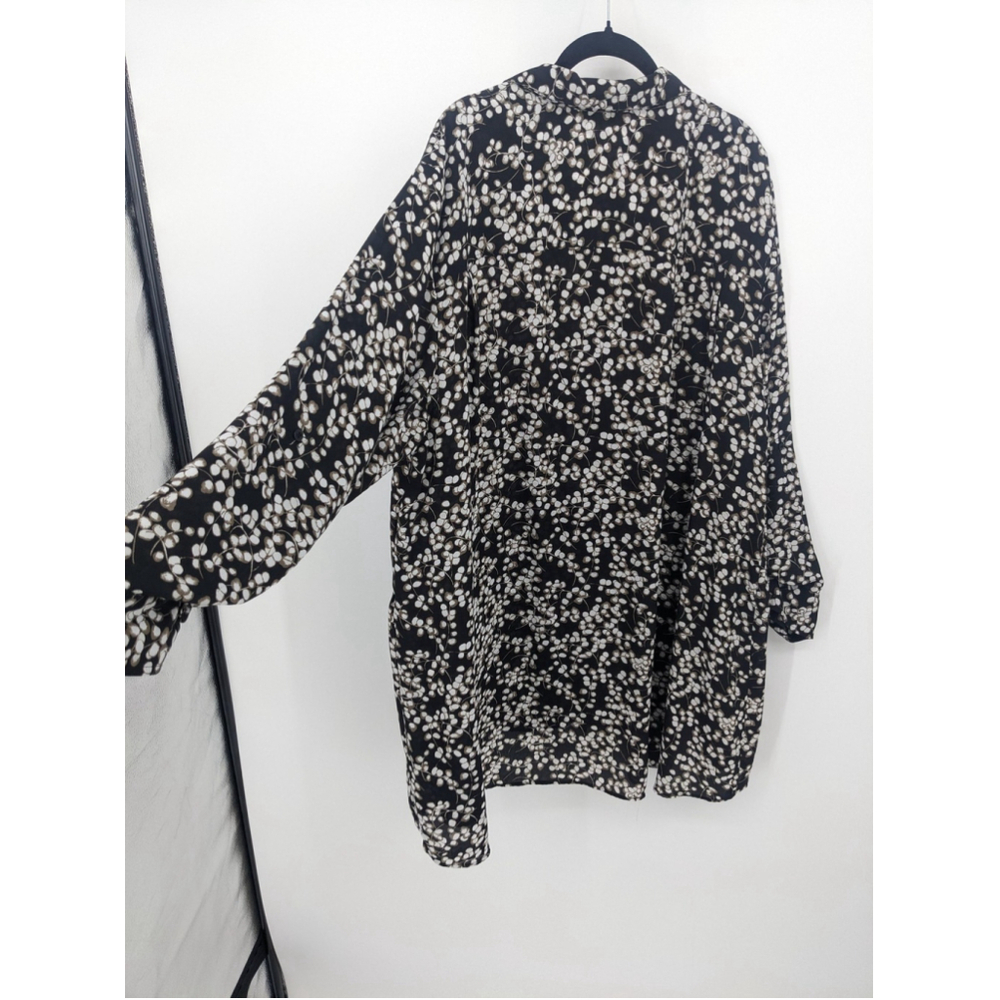 Sejour Tunic Blouse Womens 3X Black Peplum Floral Print Long Sleeve Top Plus - Picture 4 of 8